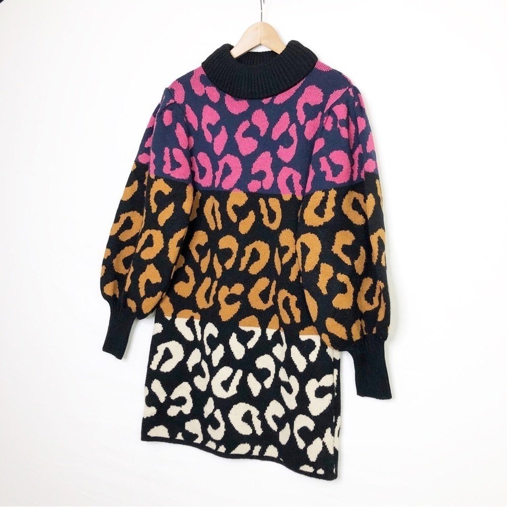Farm, Rio mixed leopard knit sweater dress - Picture 11 of 14